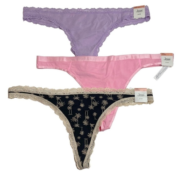 Jenni Macy’s Thong Bundle Lilac Black Palm Tree Pink Fun XXXL New - Picture 1 of 16